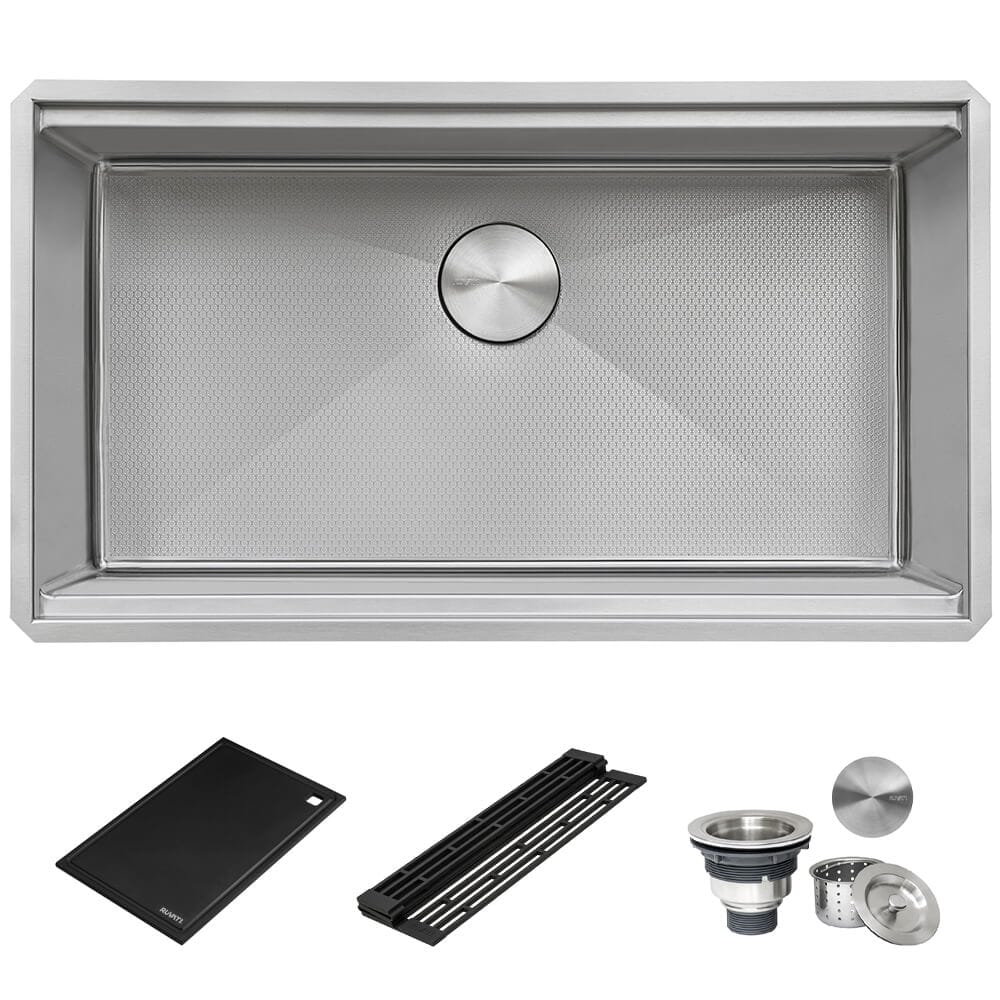 Alternative View of Ruvati Roma Hex Hex Bottom 30-inch Workstation Scratch Resistant Embossed Texture Kitchen Sink Stainless Steel, 16, RVH8630