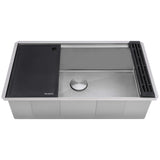 Ruvati Roma Hex Hex Bottom 33-inch Workstation Scratch Resistant Embossed Texture Kitchen Sink Stainless Steel, 16, RVH8633