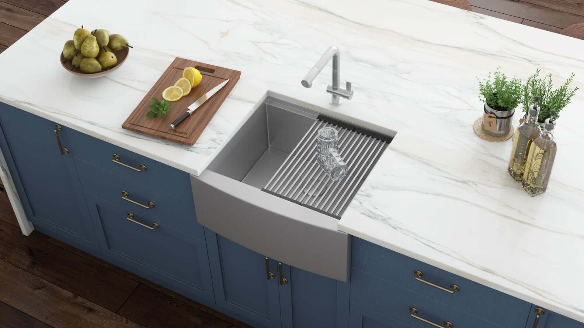 Alternative View of Ruvati Verona 24" Stainless Steel Workstation Apron-front Farmhouse Sink, 16 Gauge, RVH9020