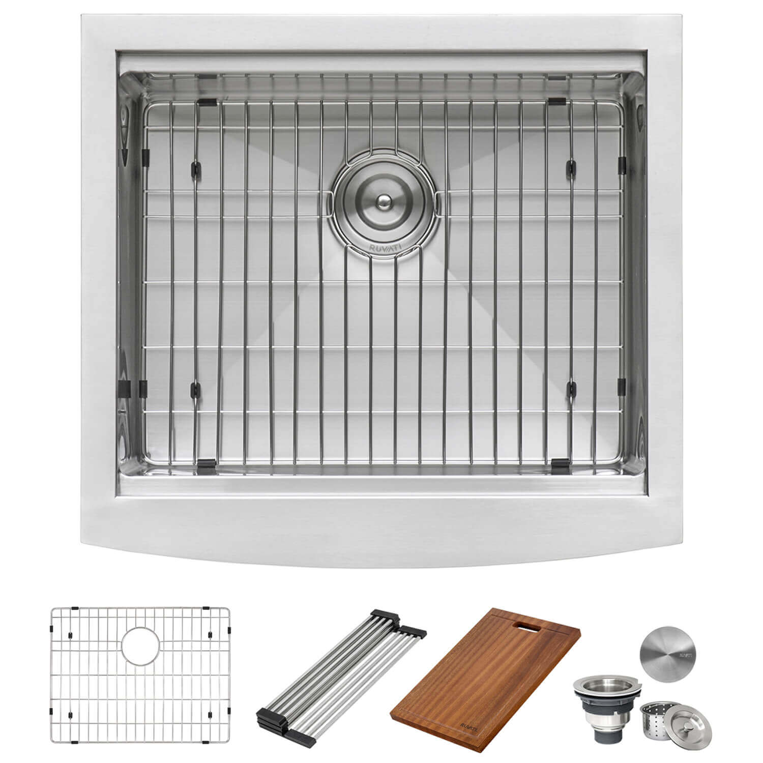 Alternative View of Ruvati Verona 24" Stainless Steel Workstation Apron-front Farmhouse Sink, 16 Gauge, RVH9020