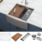 Main Image of Ruvati Verona 24" Stainless Steel Workstation Apron-front Farmhouse Sink, 16 Gauge, RVH9020