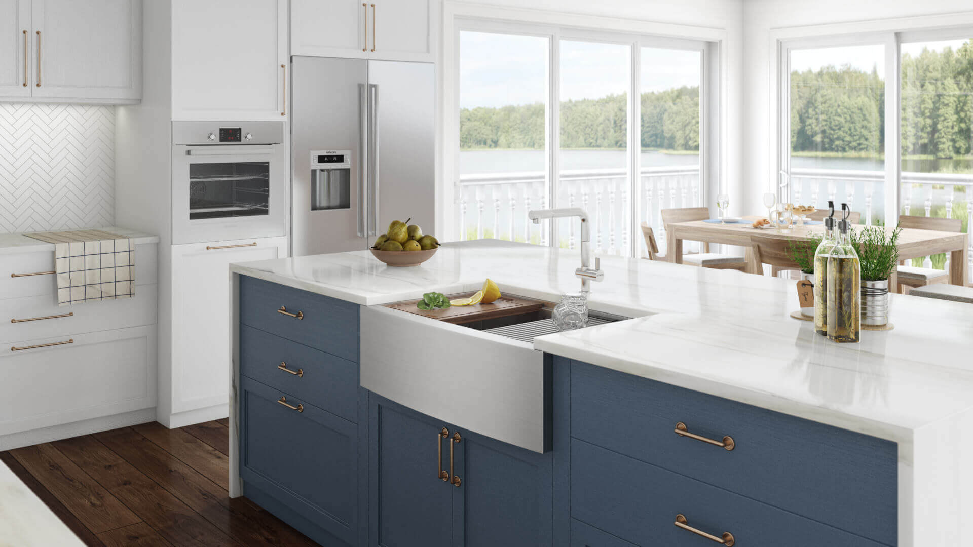 Alternative View of Ruvati Verona 36" Stainless Steel Workstation Apron-front Farmhouse Sink, 16 Gauge, RVH9300