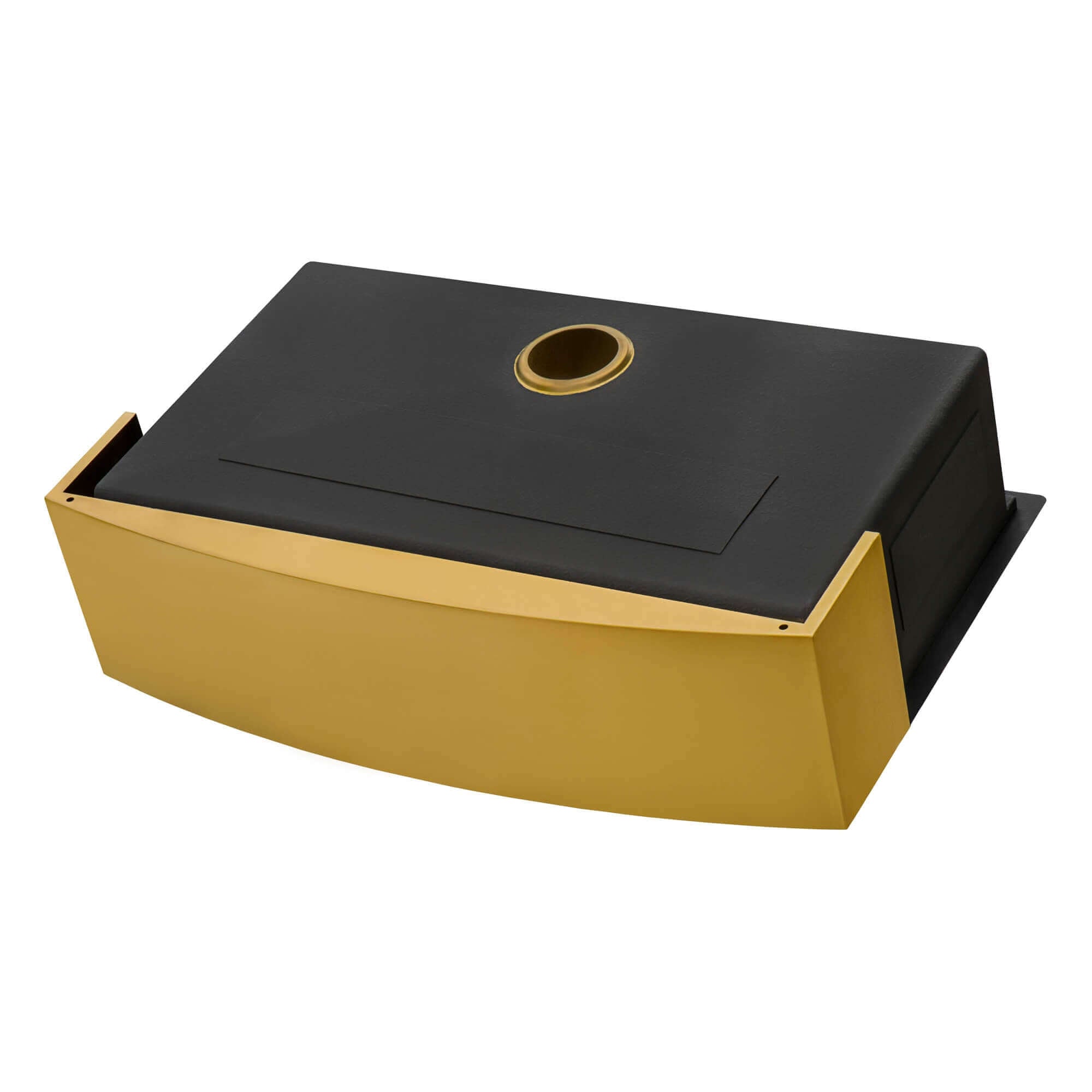 Alternative View of Ruvati Monaco 33" Stainless Steel Workstation Apron-front Farmhouse Sink, Matte Gold Brass Tone, 16 Gauge, RVH9207GG