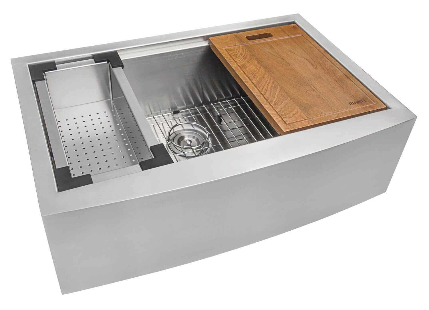 Alternative View of Ruvati Verona 36" Stainless Steel Workstation Apron-front Farmhouse Sink, 16 Gauge, RVH9300