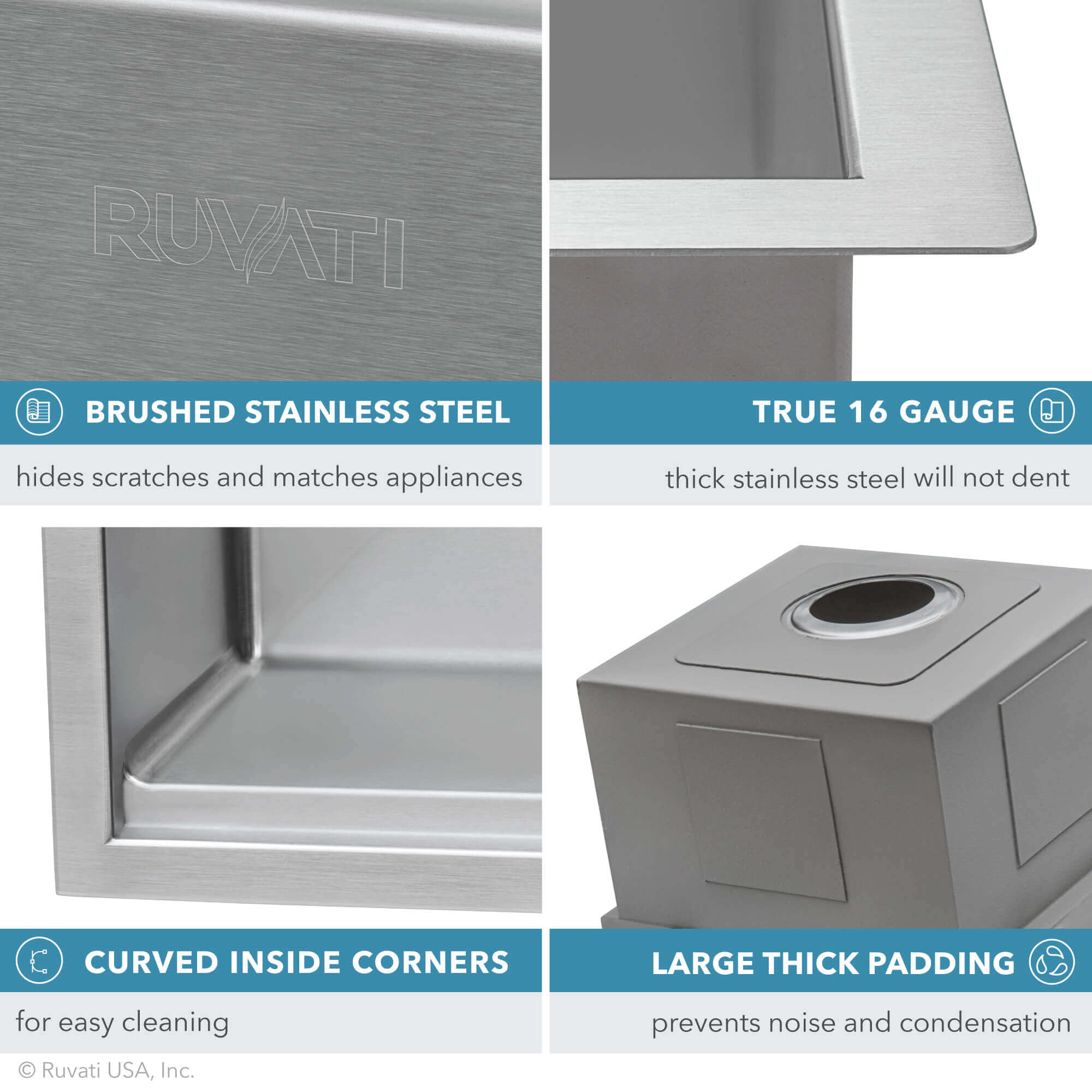 Alternative View of Ruvati Verona 36" Stainless Steel Workstation Apron-front Farmhouse Sink, 16 Gauge, RVH9300