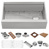 Alternative View of Ruvati Dual-Tier 45" Stainless Steel Workstation Apron-front Farmhouse Sink, 16 Gauge, RVH9333