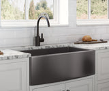 Main Image of Ruvati Terraza 30" Stainless Steel Apron-front Farmhouse Sink, Gunmetal Matte Black, 16 Gauge, RVH9660BL