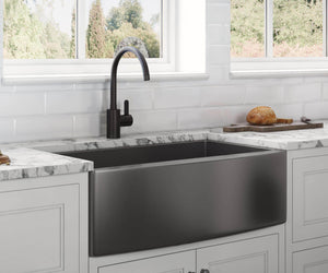 Alternate Image for Ruvati Terraza 33" Stainless Steel Apron-front Farmhouse Sink, Gunmetal Matte Black, 16 Gauge, RVH9733BL