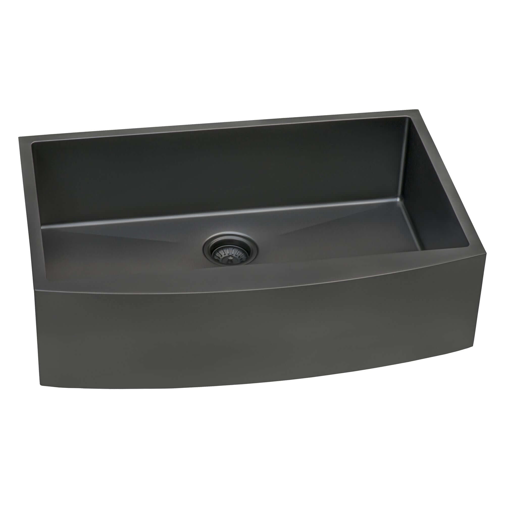 Alternative View of Ruvati Terraza 33" Stainless Steel Apron-front Farmhouse Sink, Gunmetal Matte Black, 16 Gauge, RVH9733BL