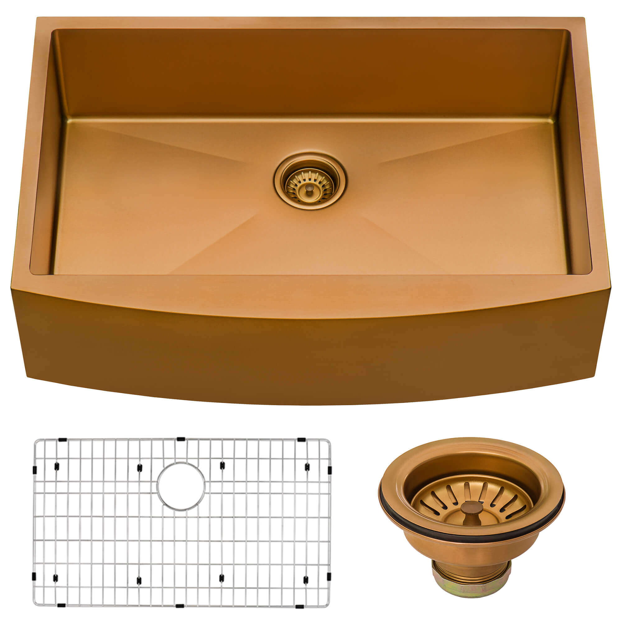 Alternative View of Ruvati Terraza 33" Stainless Steel Apron-front Farmhouse Sink, Copper Tone Matte Bronze, 16 Gauge, RVH9733CP