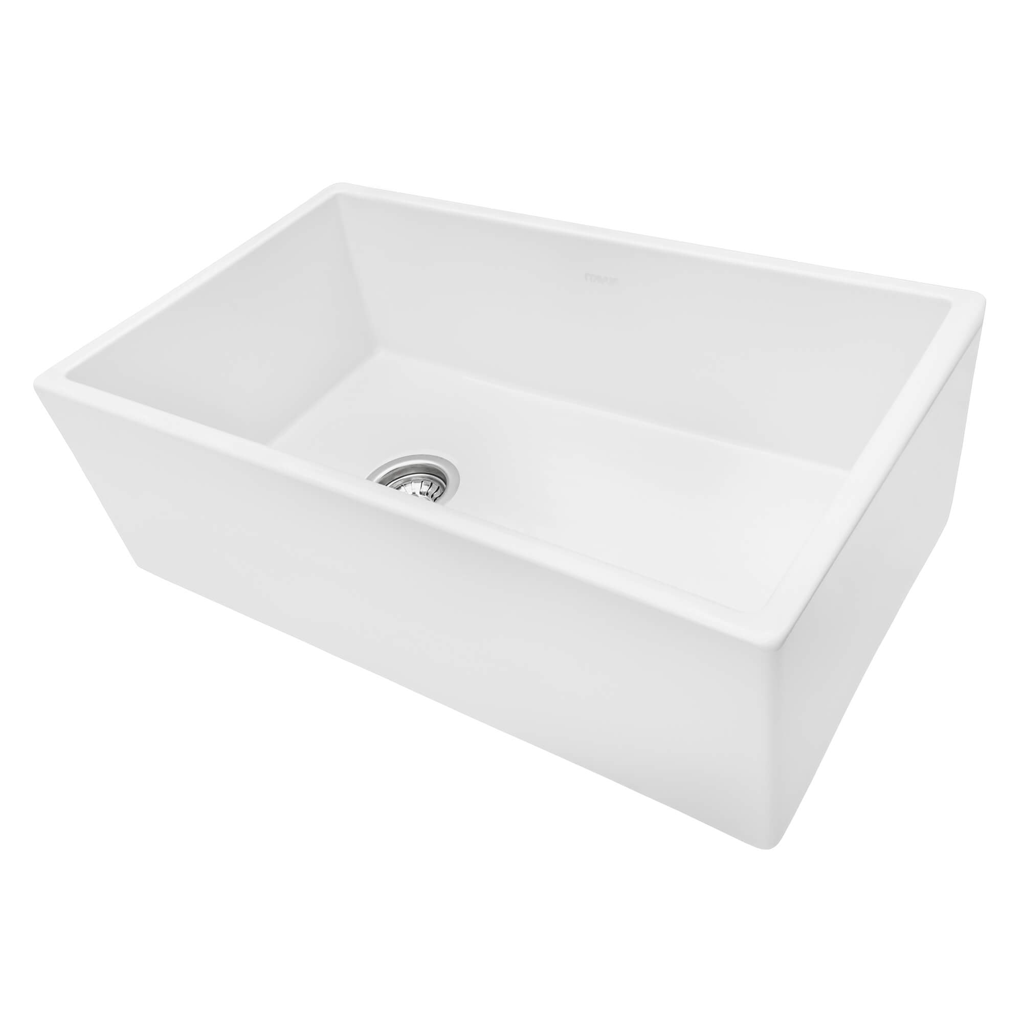 Alternative View of Ruvati Fiamma 30" Fireclay Offset Drain Farmhouse Sink, White, Left Drain, RVL2018WL
