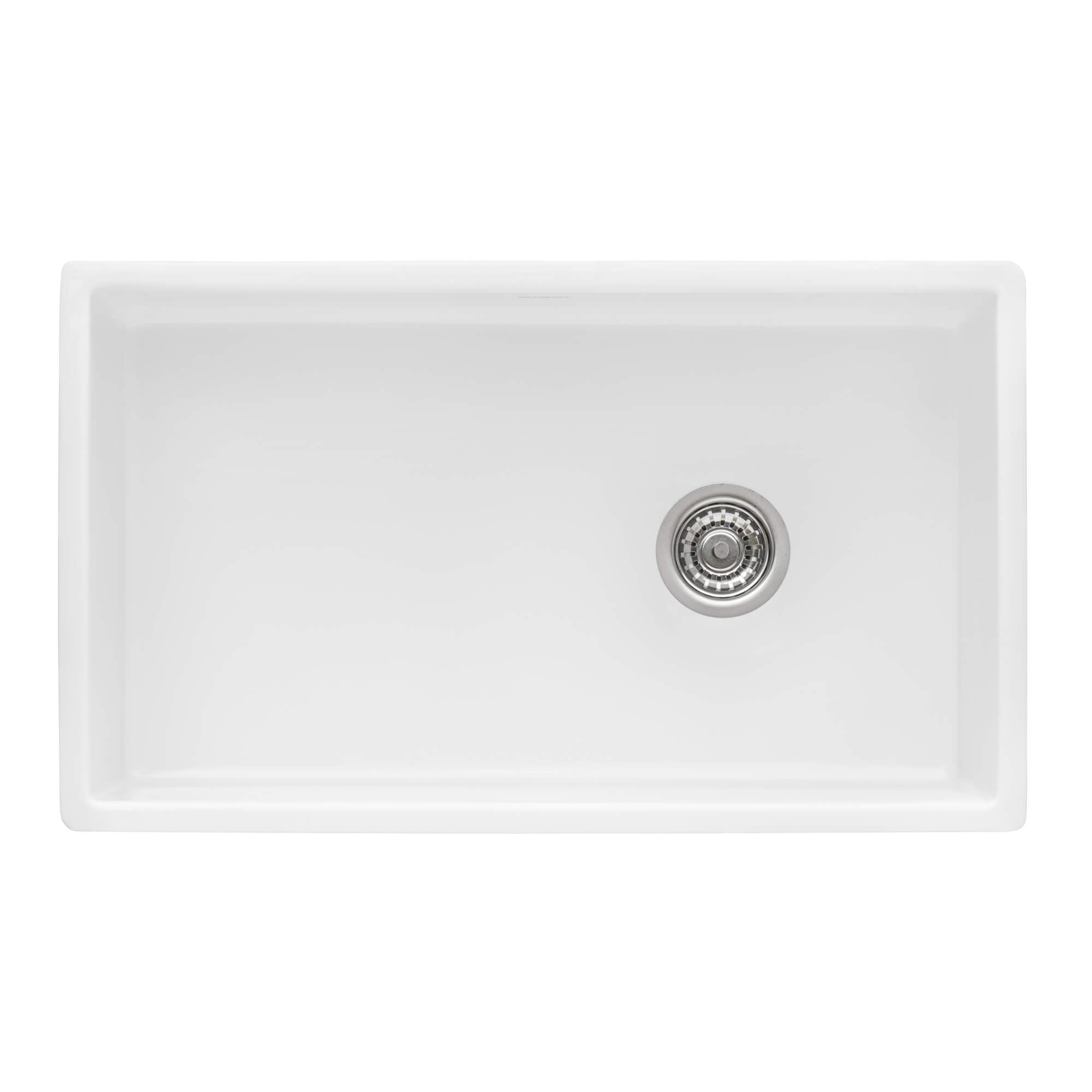 Alternative View of Ruvati Fiamma 30" Fireclay Offset Drain Farmhouse Sink, White, Right Drain, RVL2018WR