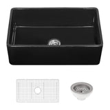 Alternative View of Ruvati Fiamma 30" Reversible Fireclay Apron-front Farmhouse Sink, Glossy Black, RVL2100BK