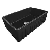 Alternative View of Ruvati Fiamma 30" Reversible Fireclay Apron-front Farmhouse Sink, Glossy Black, RVL2100BK