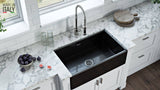 Alternative View of Ruvati Fiamma 30" Reversible Fireclay Apron-front Farmhouse Sink, Glossy Black, RVL2100BK