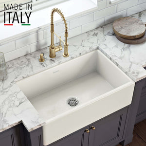 Alternate Image for Ruvati Fiamma 30" Reversible Fireclay Apron-front Farmhouse Sink, Biscuit, RVL2100BS