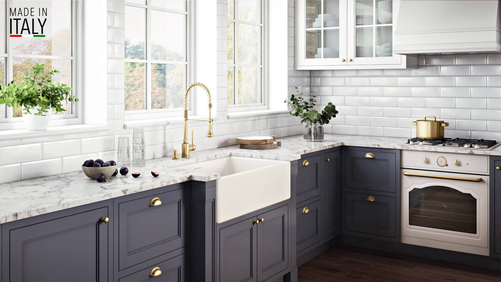 Alternative View of Ruvati Fiamma 30" Reversible Fireclay Apron-front Farmhouse Sink, Biscuit, RVL2100BS