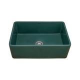 Ruvati Fiamma 33 x 20 inch Fireclay Reversible Farmhouse Apron-Front Kitchen Sink Single Bowl, Emerald Green, RVL2300EG