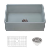 Alternative View of Ruvati Fiamma 30" Reversible Fireclay Apron-front Farmhouse Sink, Horizon Gray, RVL2100GR