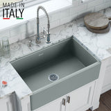 Main Image of Ruvati Fiamma 30" Reversible Fireclay Apron-front Farmhouse Sink, Horizon Gray, RVL2100GR