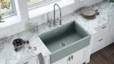 Alternative View of Ruvati Fiamma 30" Reversible Fireclay Apron-front Farmhouse Sink, Horizon Gray, RVL2100GR