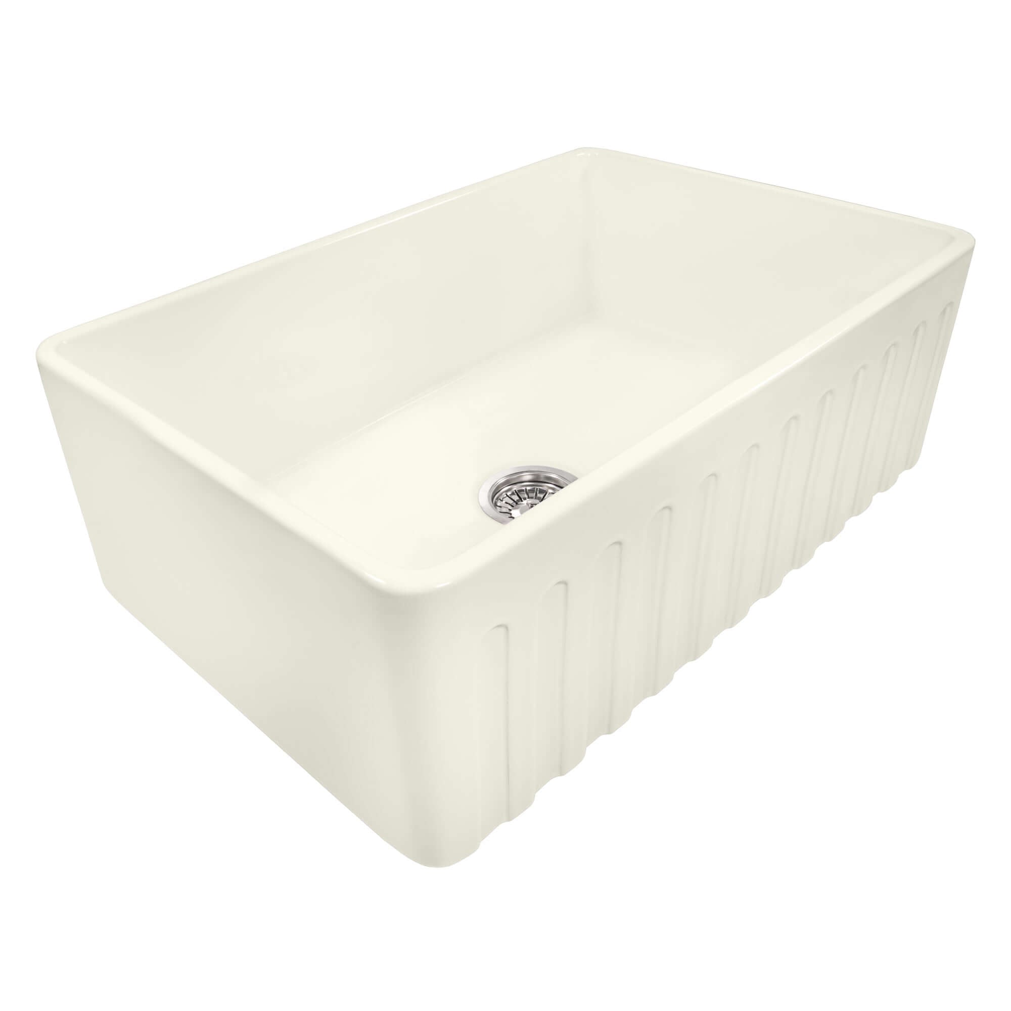 Alternative View of Ruvati Fiamma 33" Reversible Fireclay Apron-front Farmhouse Sink, Biscuit, RVL2300BS