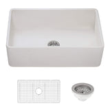 Alternative View of Ruvati Fiamma 33" Reversible Fireclay Apron-front Farmhouse Sink, Crackled White, RVL2300CR