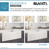 Alternative View of Ruvati Fiamma 33" Reversible Fireclay Apron-front Farmhouse Sink, Crackled White, RVL2300CR