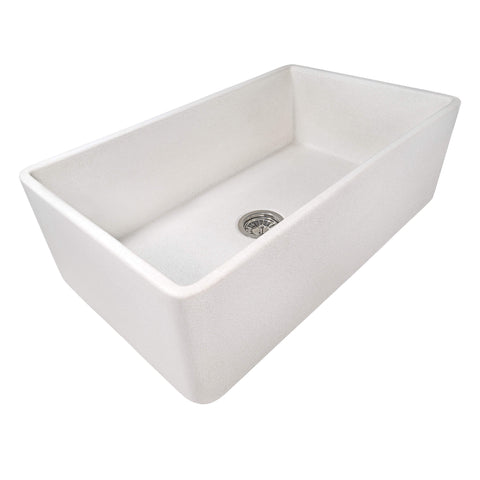 Main Image of Ruvati Fiamma 33" Reversible Fireclay Apron-front Farmhouse Sink, Crackled White, RVL2300CR