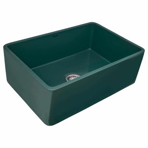 Alternate Image for Ruvati Fiamma 33 x 20 inch Fireclay Reversible Farmhouse Apron-Front Kitchen Sink Single Bowl, Emerald Green, RVL2300EG
