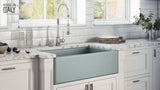 Alternative View of Ruvati Fiamma 33" Reversible Fireclay Apron-front Farmhouse Sink, Horizon Gray, RVL2300GR