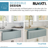 Alternative View of Ruvati Fiamma 33" Reversible Fireclay Apron-front Farmhouse Sink, Horizon Gray, RVL2300GR