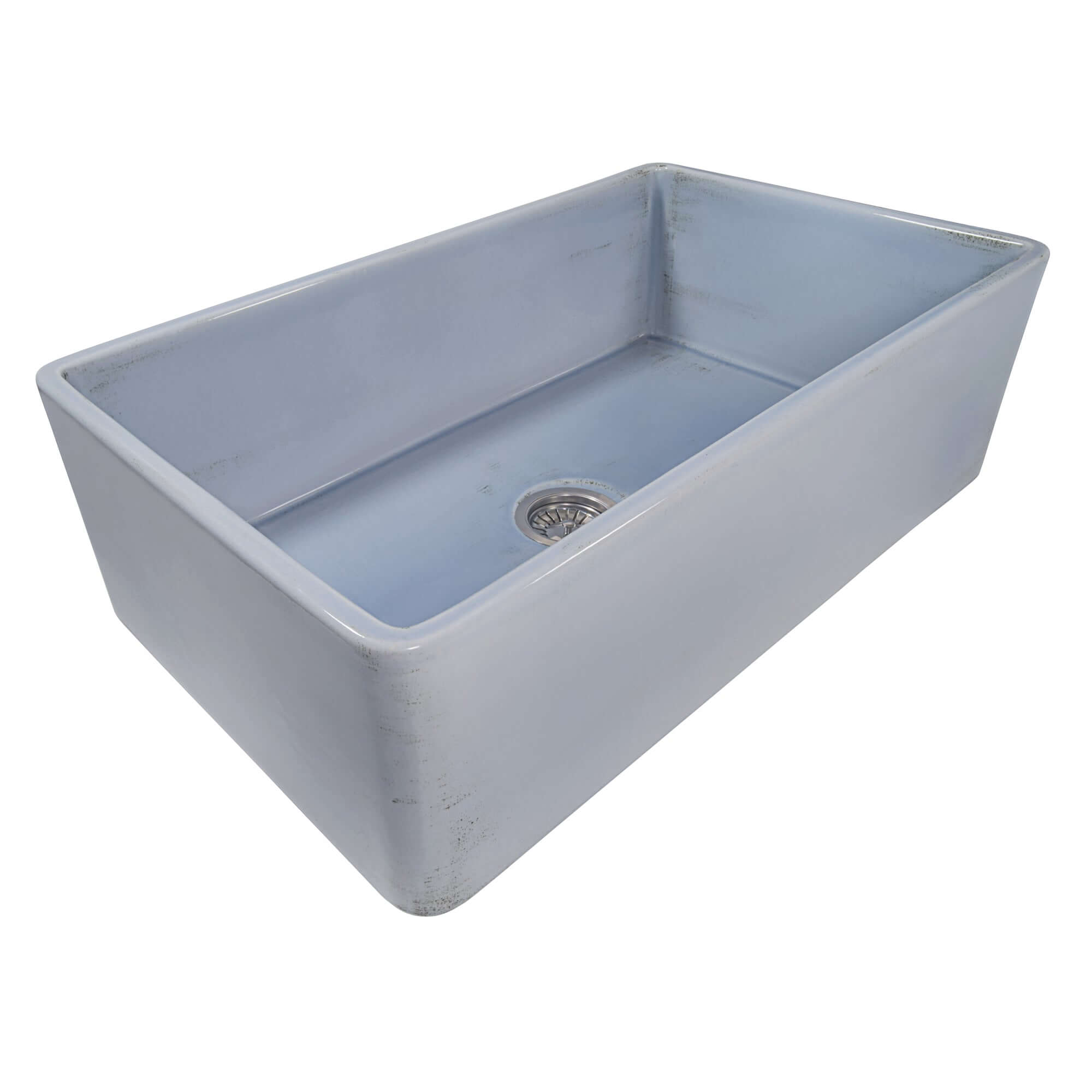 Alternative View of Ruvati Fiamma 33" Reversible Fireclay Apron-front Farmhouse Sink, Distressed Coastal Blue, RVL2300SB