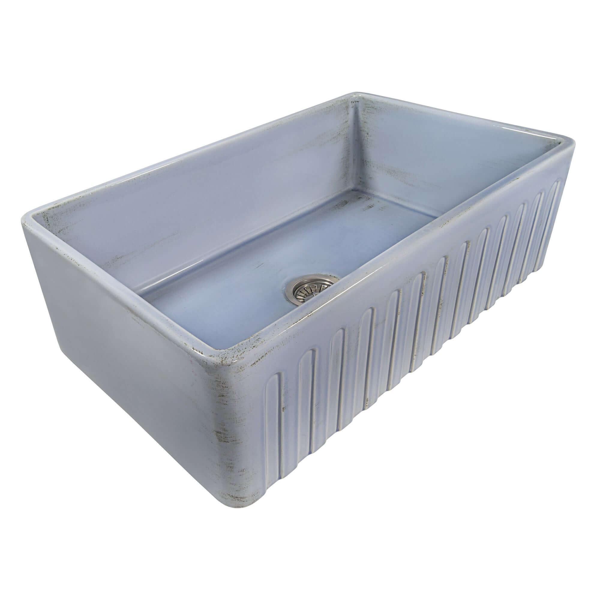 Alternative View of Ruvati Fiamma 33" Reversible Fireclay Apron-front Farmhouse Sink, Distressed Coastal Blue, RVL2300SB