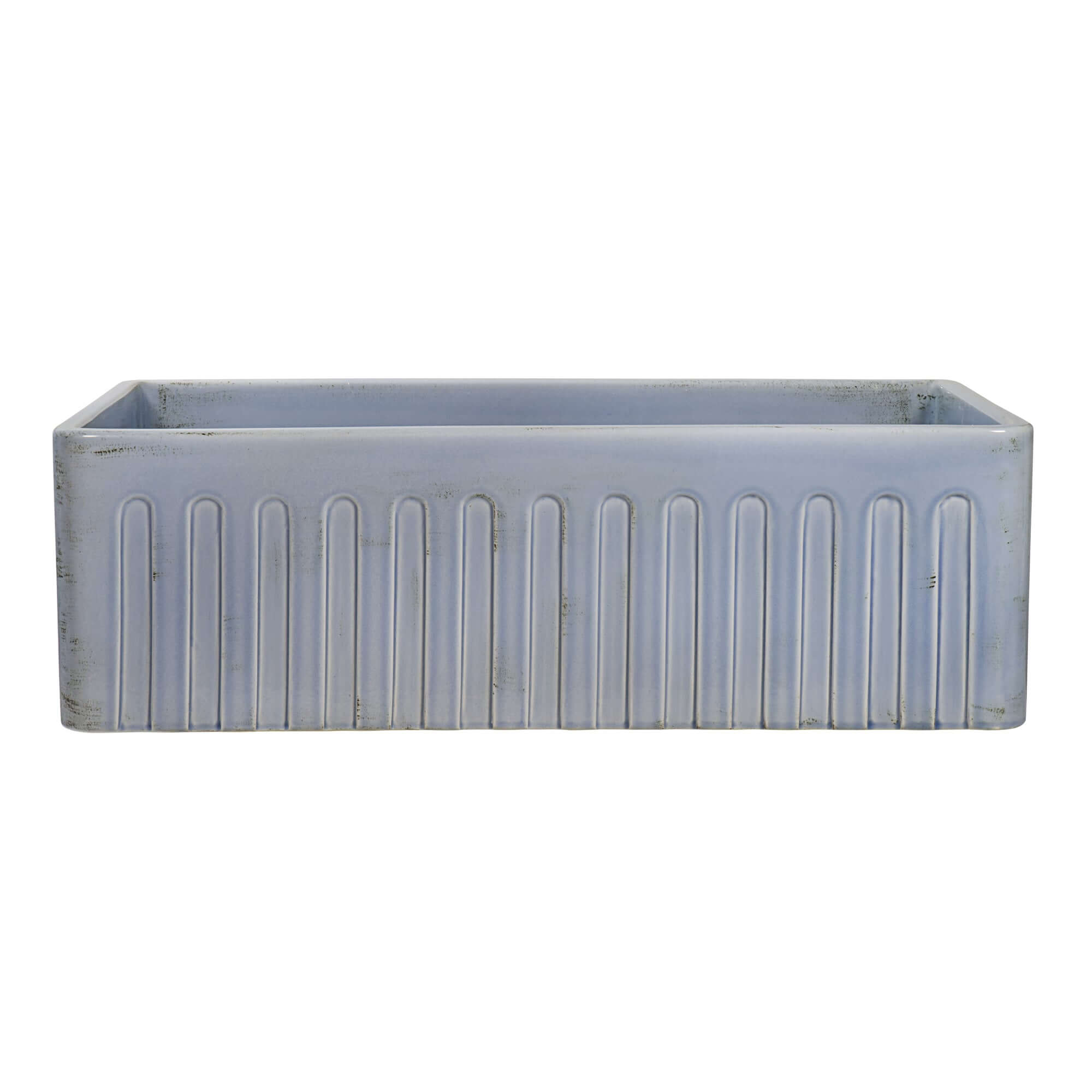 Alternative View of Ruvati Fiamma 33" Reversible Fireclay Apron-front Farmhouse Sink, Distressed Coastal Blue, RVL2300SB