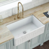 Main Image of Ruvati Fiamma 33" Reversible Fireclay Apron-front Farmhouse Sink, Distressed White, RVL2300SW