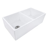 Alternative View of Ruvati Fiamma 33" Fireclay Apron-front Farmhouse Sink, 50/50 Double Bowl, White, RVL2311WH