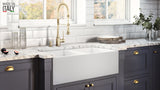 Alternative View of Ruvati Fiamma 33" Fireclay Apron-front Farmhouse Sink, 50/50 Double Bowl, White, RVL2311WH