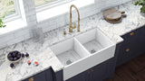 Alternative View of Ruvati Fiamma 33" Fireclay Apron-front Farmhouse Sink, 50/50 Double Bowl, White, RVL2311WH