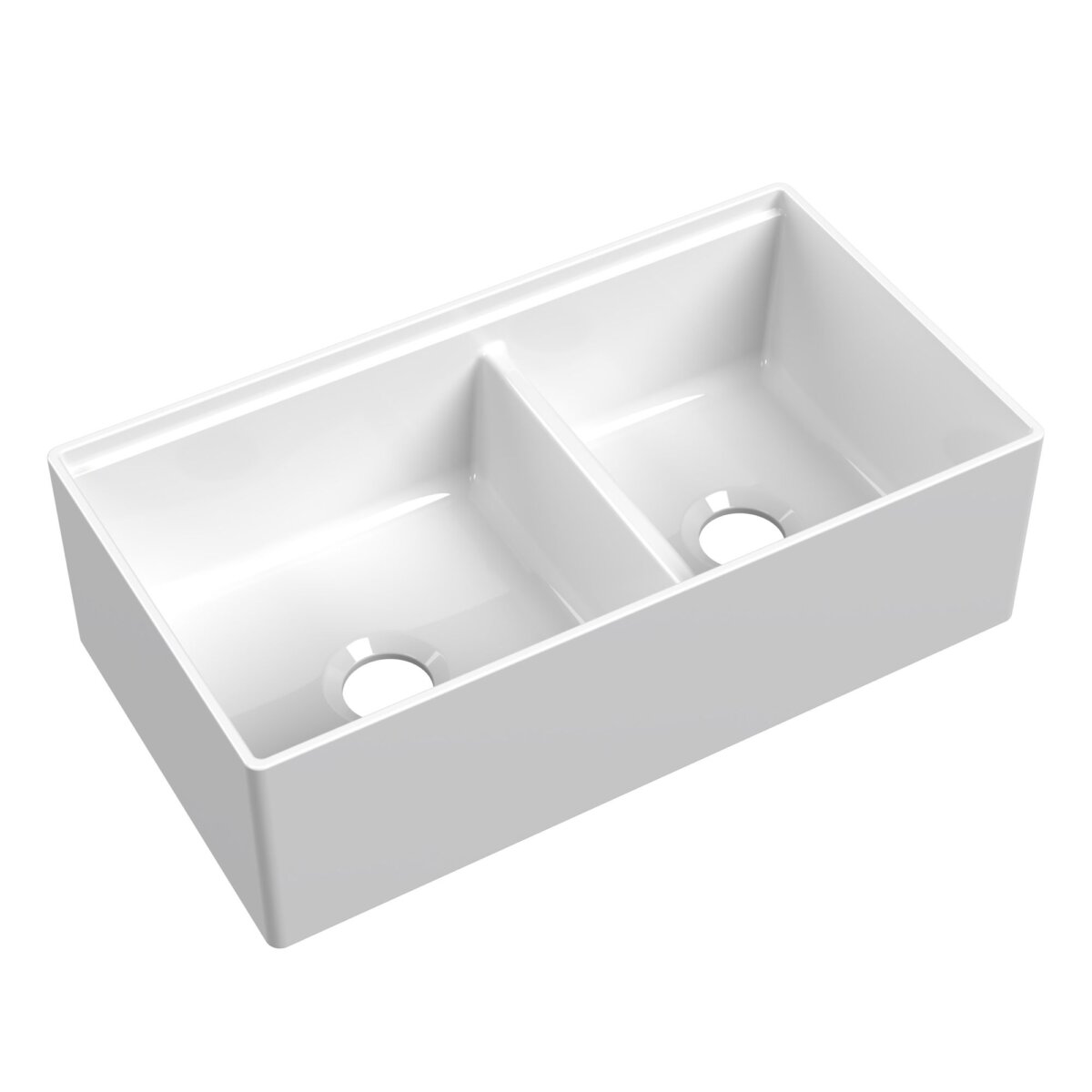 Ruvati Fiore 33" Fireclay Workstation Farmhouse Sink, 60/40 Double Bowl, White, RVL2382WH
