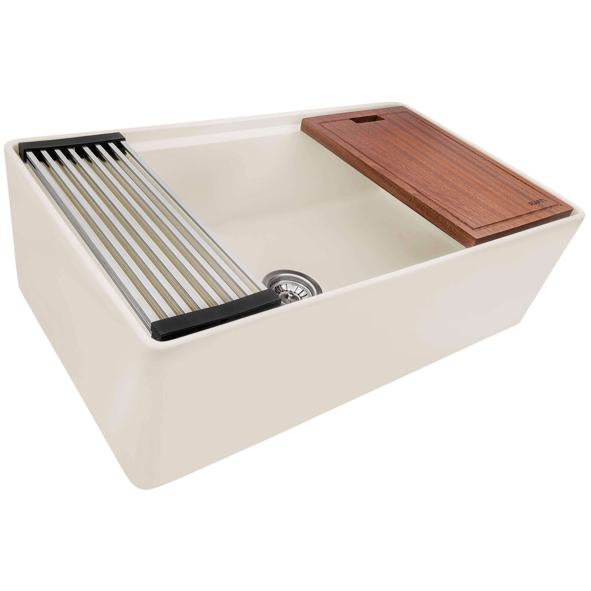 Alternative View of Ruvati Fiore 33 inch Fireclay Workstation Farmhouse Kitchen Sink Apron Front Single Bowl Biscuit Sand, RVL2387BS