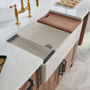 Ruvati Fiore 33 inch Fireclay Workstation Farmhouse Kitchen Sink Apron Front Single Bowl Biscuit Sand, RVL2387BS