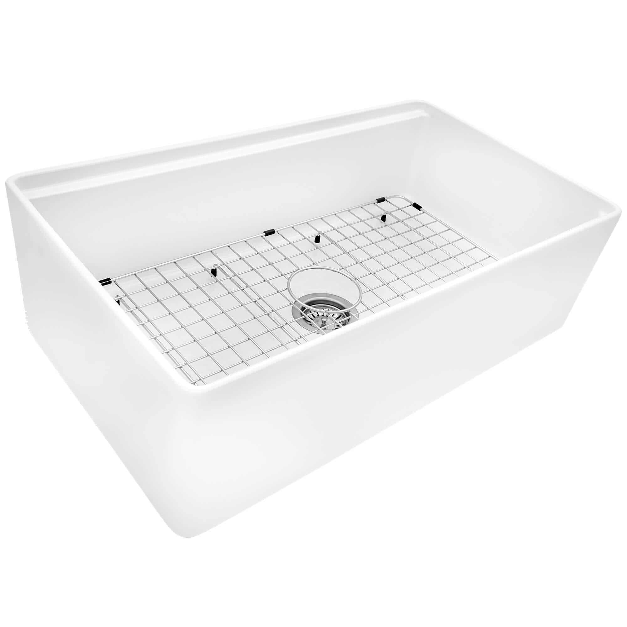Alternative View of Ruvati Fiore 33" Fireclay Workstation Apron-front Farmhouse Sink, RVL2387WH
