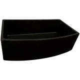 Ruvati Fiamma 33 inch Fireclay Black Farmhouse Kitchen Sink Bow Front Curved Apron Single Bowl, Glossy Black, RVL2398BK
