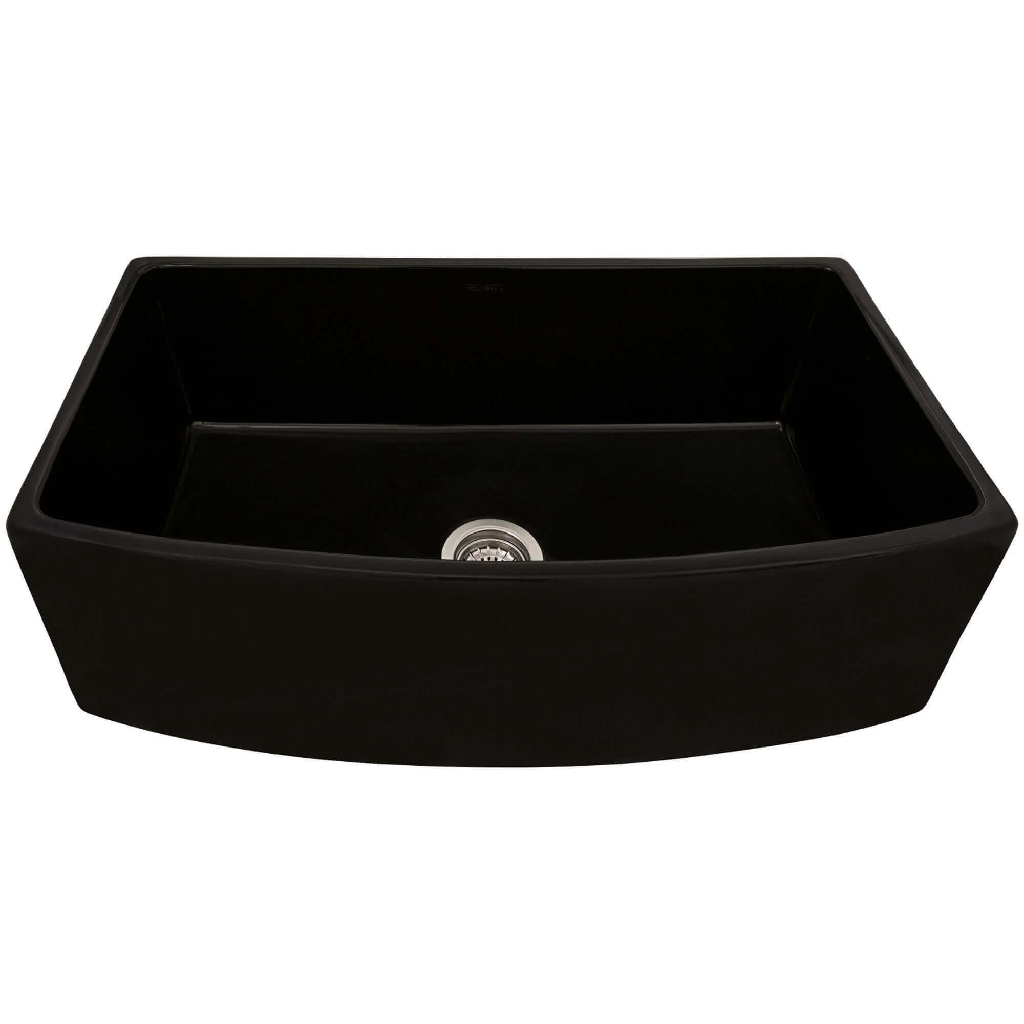 Alternative View of Ruvati Fiamma 33 inch Fireclay Black Farmhouse Kitchen Sink Bow Front Curved Apron Single Bowl, Glossy Black, RVL2398BK