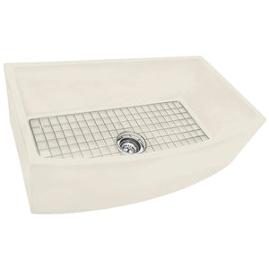 Alternate Image for Ruvati Fiamma 33 inch Fireclay Biscuit Farmhouse Kitchen Sink Bow Front Curved Apron Single Bowl, RVL2398BS