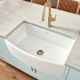 Main Image of Ruvati Fiamma 33" Fireclay Farmhouse Sink, White, RVL2398WH