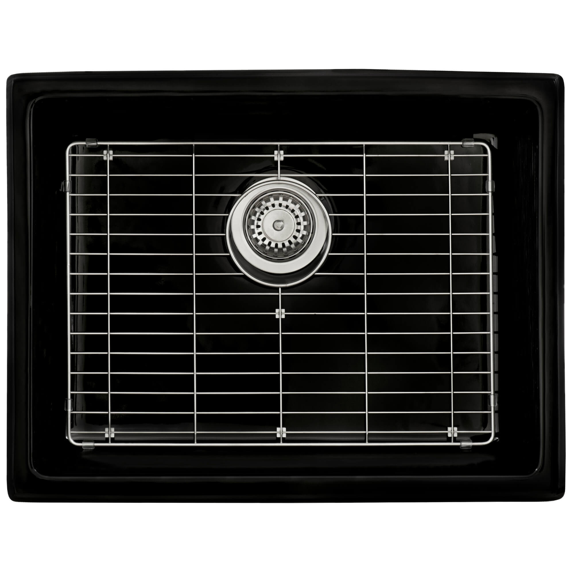 Alternative View of Ruvati Fiamma 24-inch Fireclay Undermount / Drop-in Topmount Kitchen Sink Single Bowl, Glossy Black, RVL2420BK