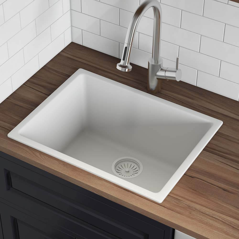 Alternative View of Ruvati Fiamma 24" Undermount Fireclay Kitchen Sink, White, RVL2420WH