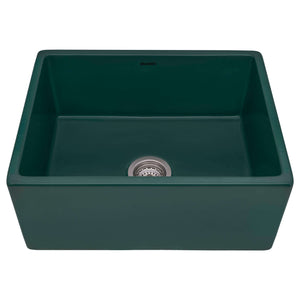 Alternate Image for Ruvati Fiamma 23-inch Fireclay Farmhouse Kitchen Laundry Utility Sink Single Bowl, Emerald Green, RVL2468EG
